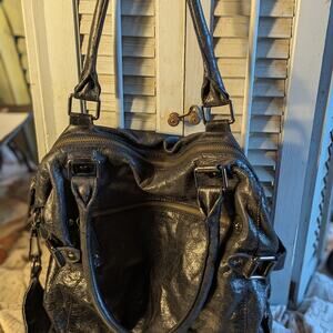 Reiss vintage black Italian soft-textured leather satchel